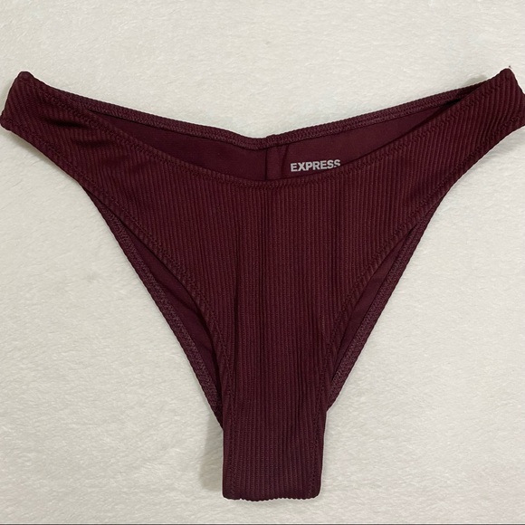 Express Ribbed High Cut Cheeky Bikini Bottom - Picture 1 of 3